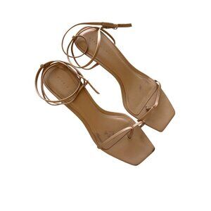 Studio Amelia Women's Size 38 Nude Leather Strappy Square-Toe Sandals Shoes